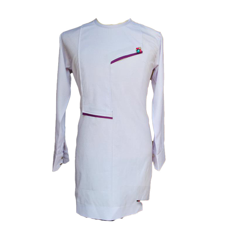 African Outfit Men's Cloathing Simple White Long Sleeve Top