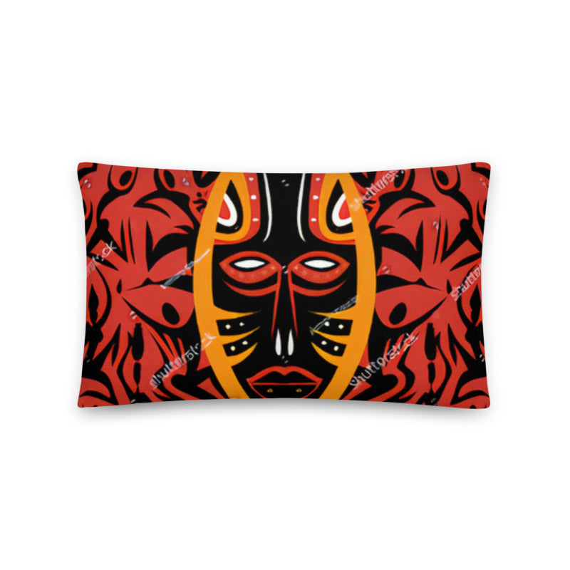 African Pillow Cover Home Decor Rectangular African Tribal Artwork Mask Shape Red & Black Two Sides Printed Washable Pillowcase