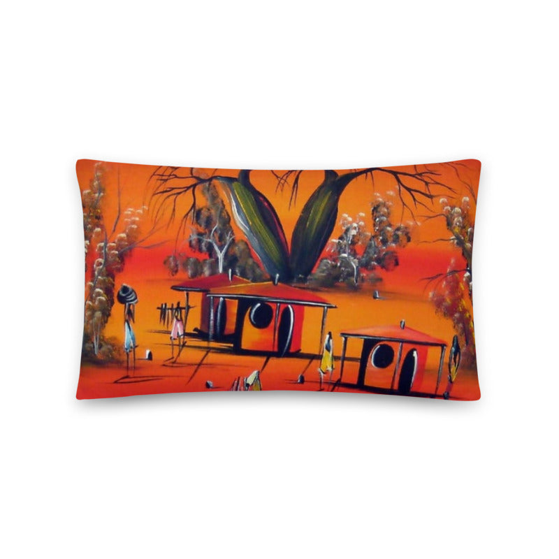 African Pillow Cover Home Decor Rectangular African Tribal Artwork Halloween Orange & Black Nature Paint Two Sides Printed Washable Pillowcase