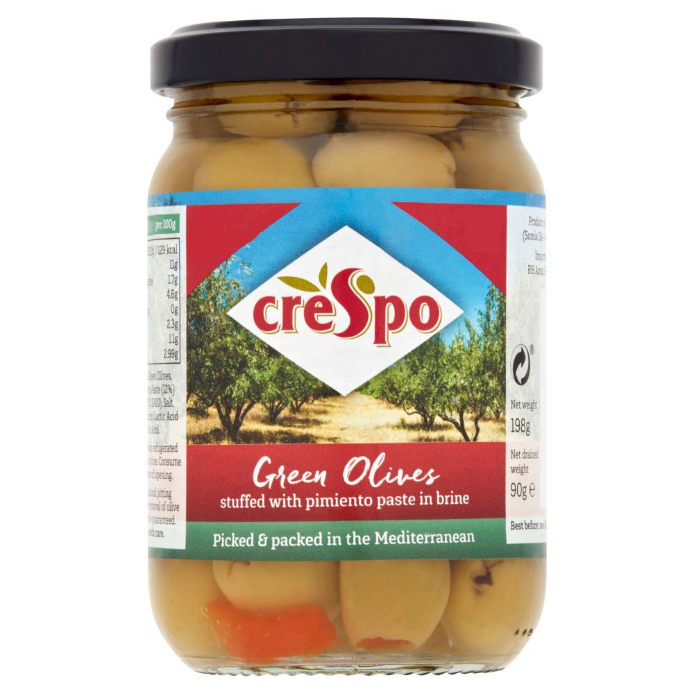 MASCrespo Green Olives Stuffed with Pimiento Paste in Brine 198g-Food