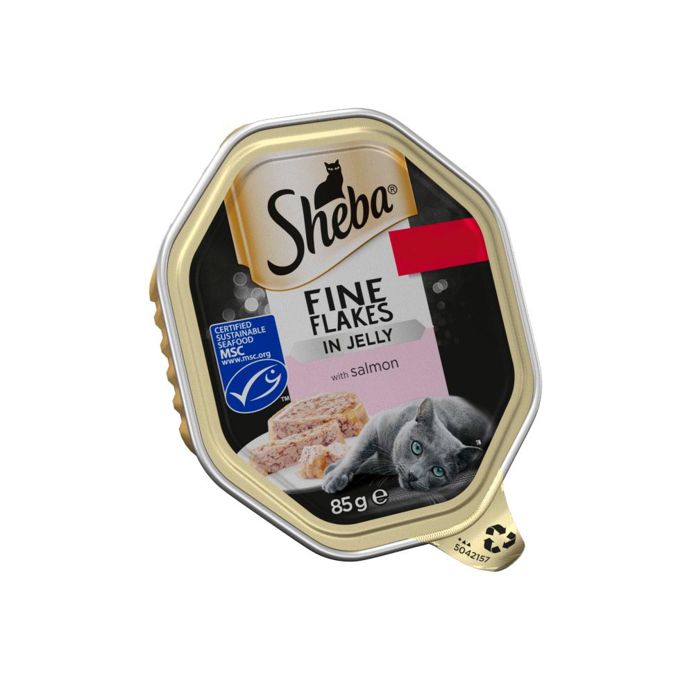 Sheba Fine Flakes Cat Food Tray Salmon in Jelly 85g-Food