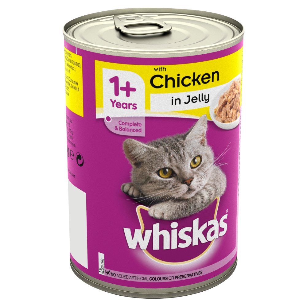 Whiskas Adult Wet Cat Food Tin Chicken in Jelly 390g-Food