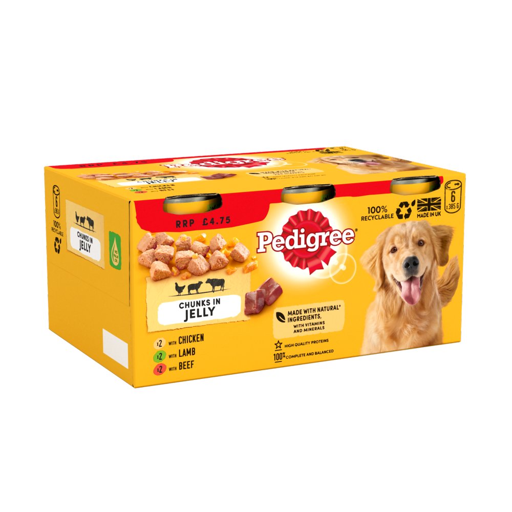 Pedigree Adult Wet Dog Food Tins Mixed in Jelly 385g