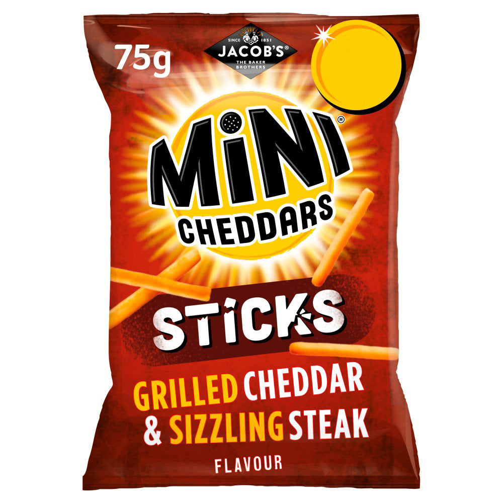 MASJacob's Mini Cheddars Sticks Grilled Cheddar & Sizzling Steak Snacks 75g-Food