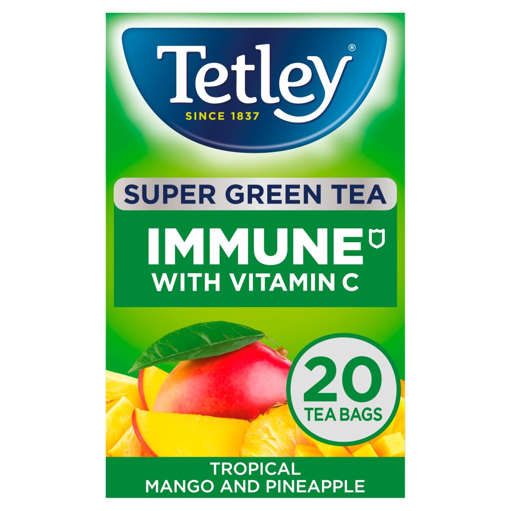 Tetley Super Green Tea Immune Tropical Tea Bags x20-Food