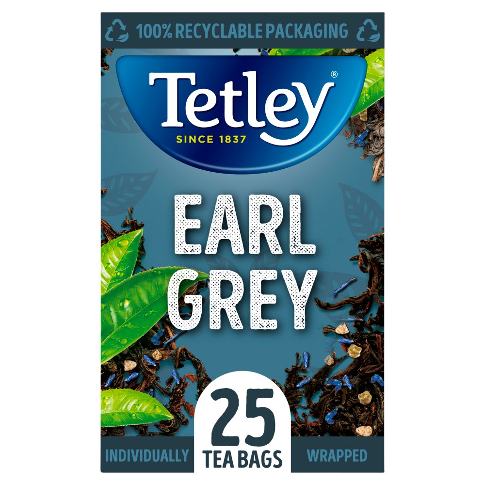 Tetley Earl Grey 25 Compostable Tea Bags 50g-Food
