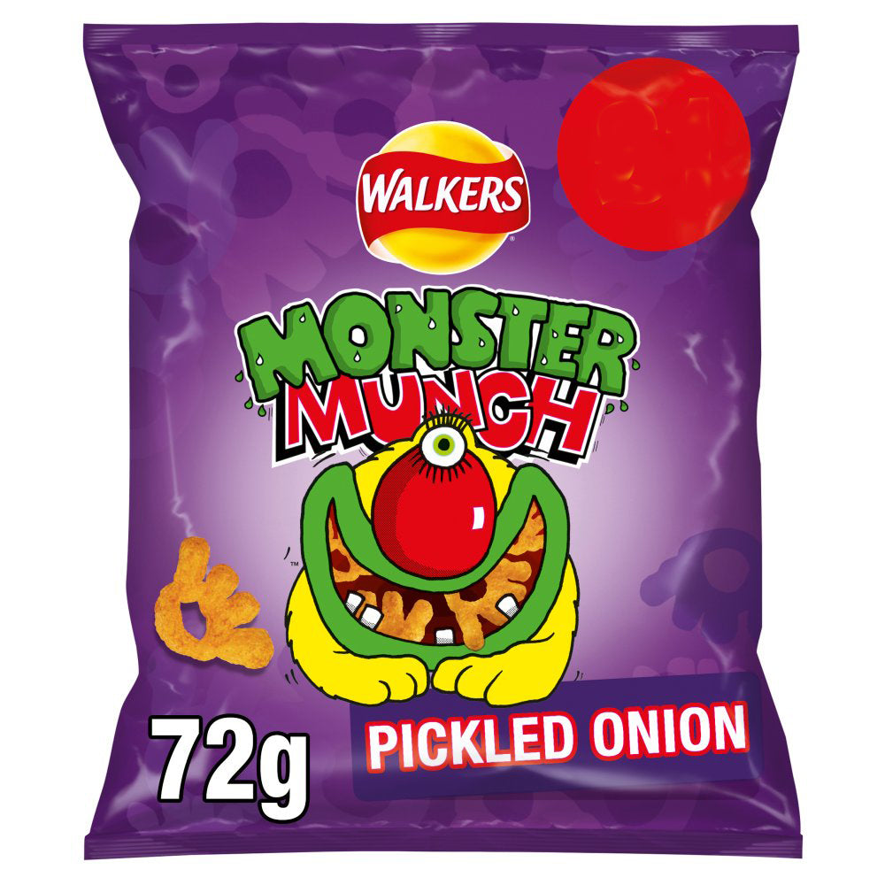 Walkers Monster Munch Pickled Onion Snacks 72g-Food