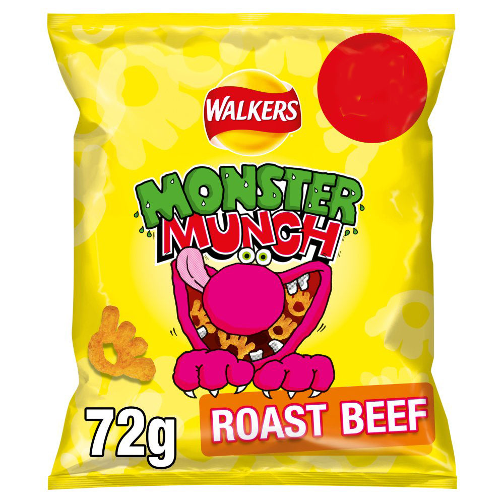 Walkers Monster Munch Roast Beef Snacks 72g-Food