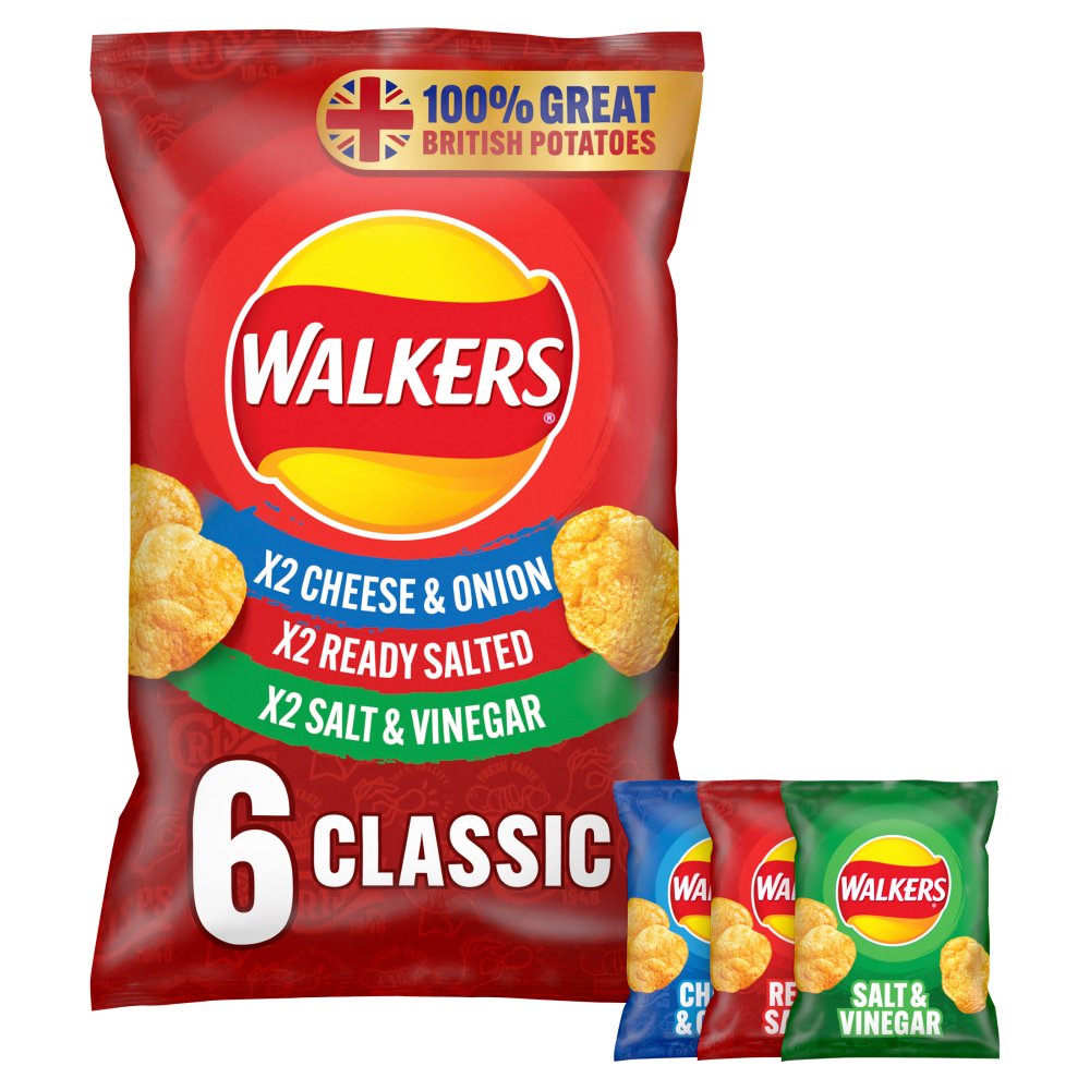 Walkers Classic Variety Multipack Crisps 6x25g-Food