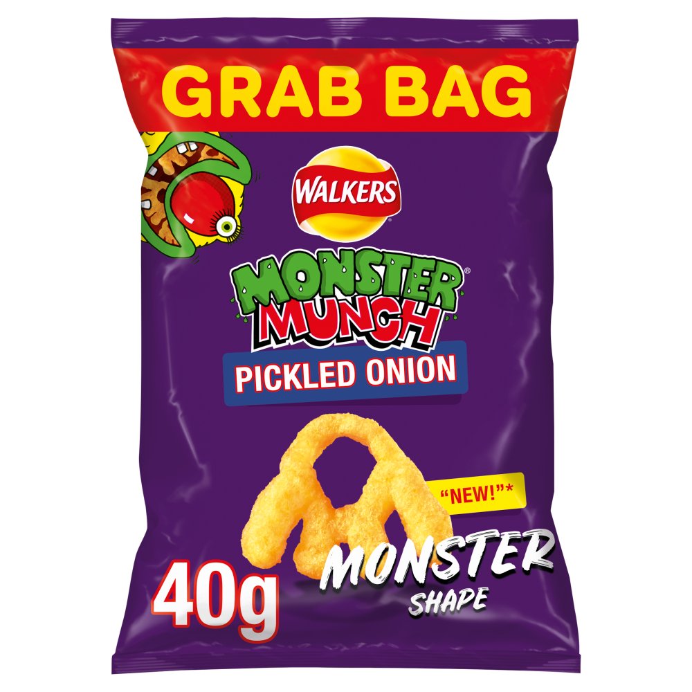 Walkers Monster Munch Pickled Onion Snacks 40g-Food