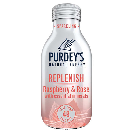 Purdey's Natural Energy Replenish Sparkling Raspberry & Rose with Essential Minerals Bottle 330ml