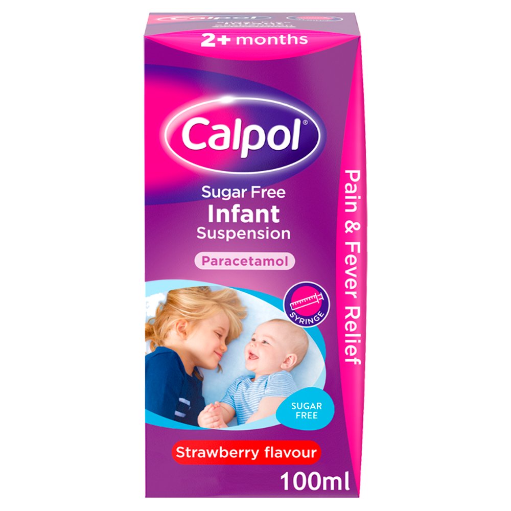 MASCalpol Sugar Free Infant Suspension Paracetamol Medication 2+ Months Strawberry Flavour 100ml-Food