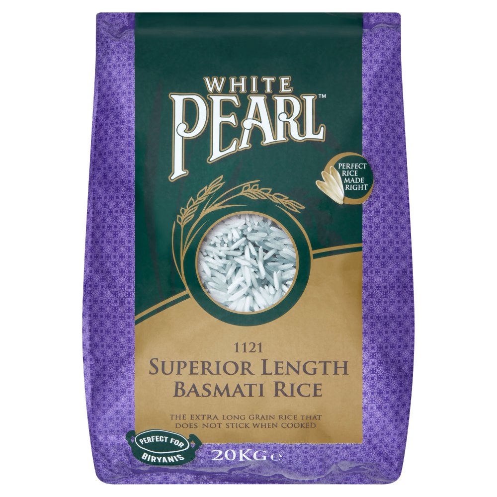 White Pearl 1121 Superior Length Basmati Rice 20kg-Food