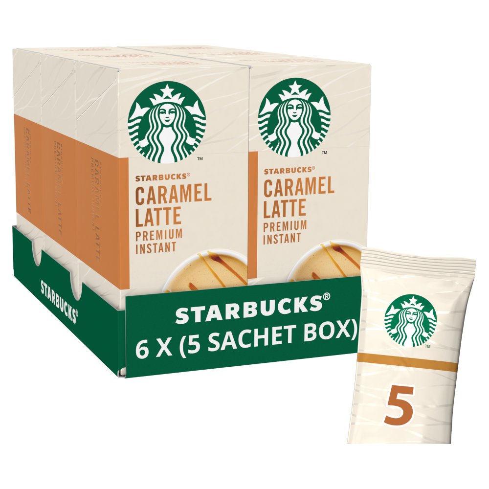 Starbucks Caramel Latte Premium Instant Coffee 5 x 21.5g Sachets-Food