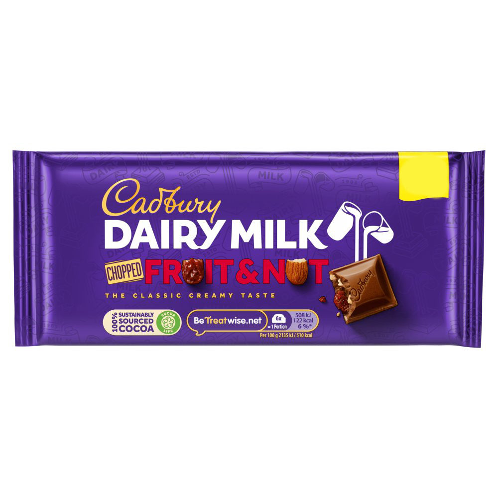 MASCad Dairy Milk Fruit and Nut Chopped Chocolate Bar 95g-Food