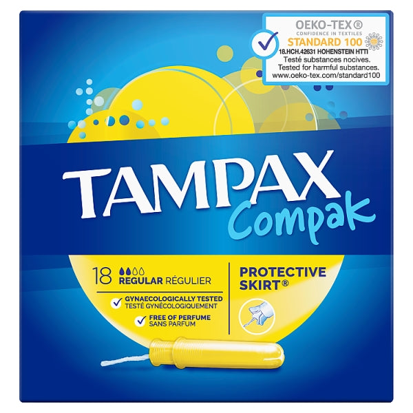 Tampax Compak Regular Tampons With Applicator X18