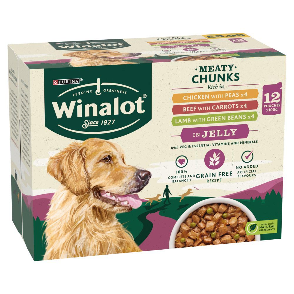 Winalot Meaty Chunks in Jelly 12 x 100g (1.2kg)-Food
