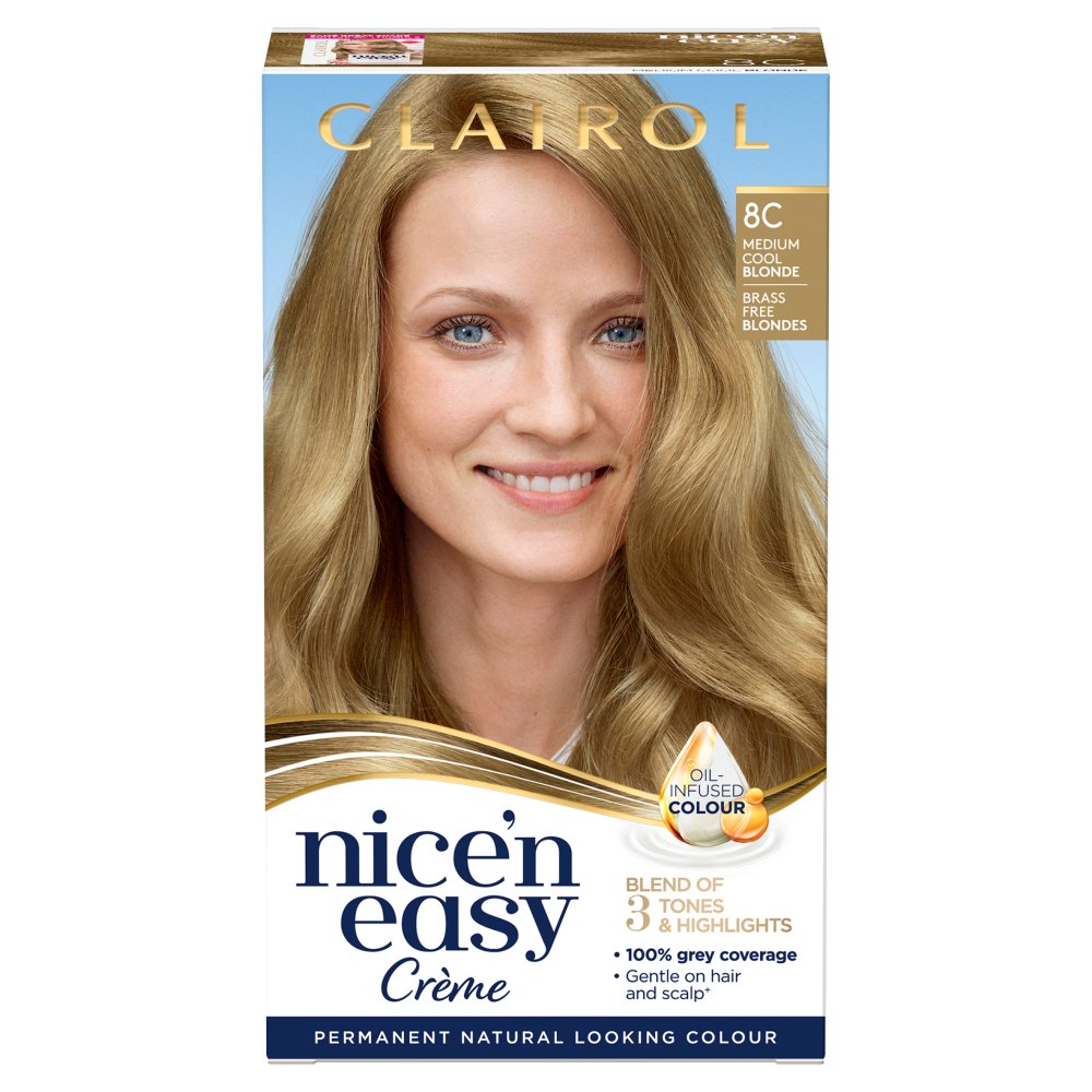 MASClairol Nice'n Easy Hair Dye 8C Medium Cool Blonde 177ml-Food