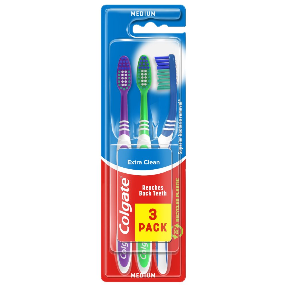MASColgate Extra Clean Medium Toothbrush x3-Food