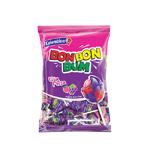 MASBon Bon Bum Grape Strawberry Lollypops 24 Count Box of 15-Fd