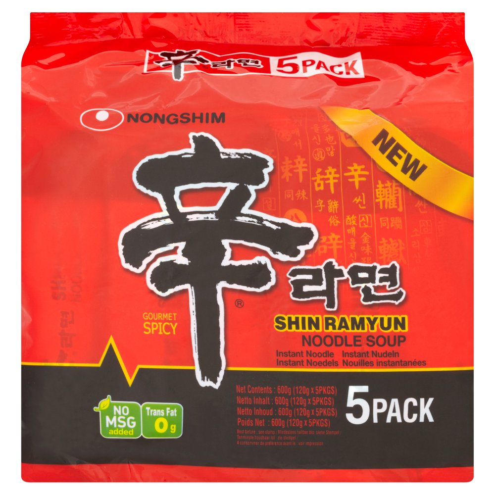 MASNongshim Shin Ramyun Noodle Soup Gourmet Spicy 5 x 120g (600g)-Food