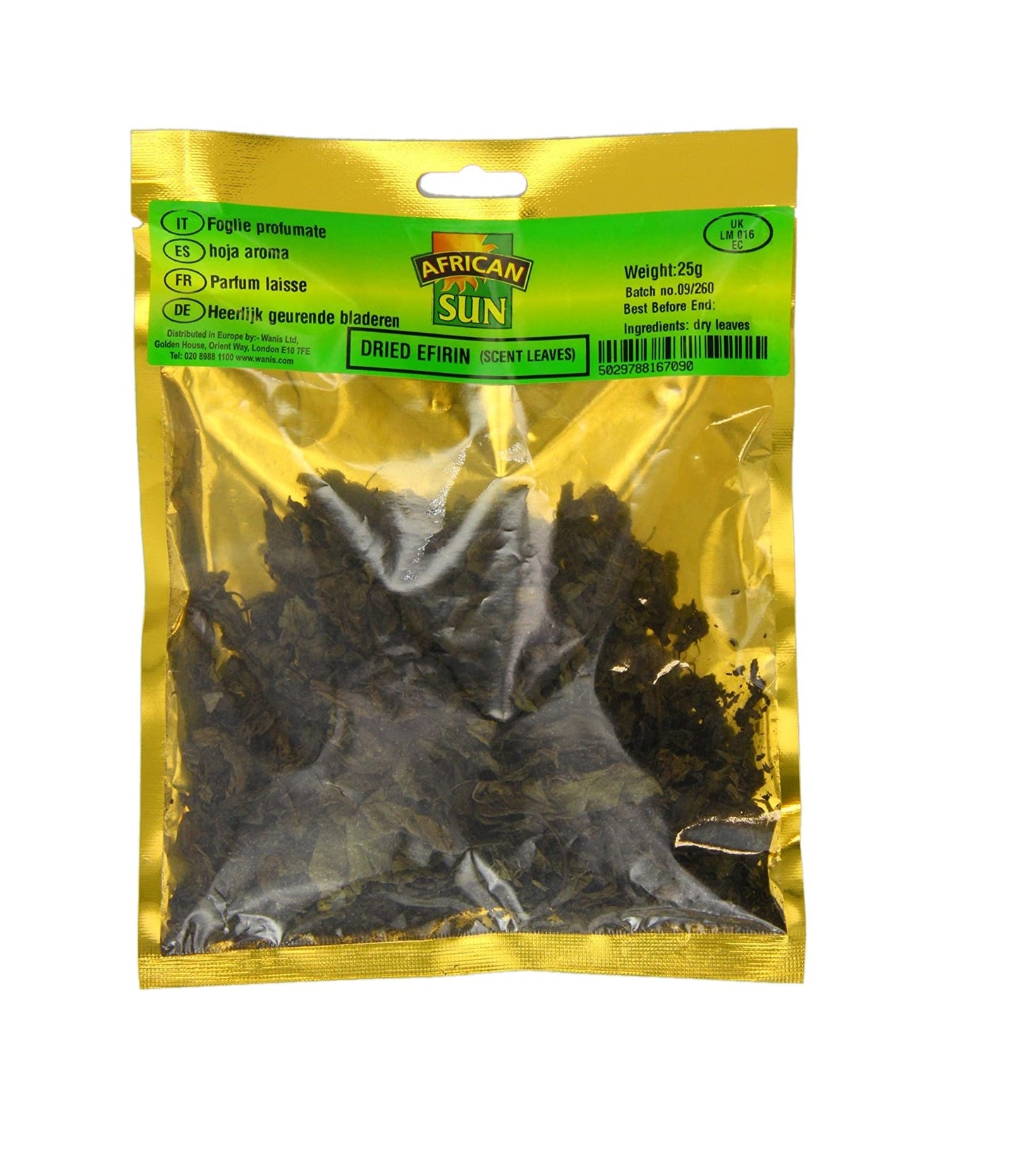 MASAfrican Sun Dried Eferin Scent Leaf 25g-Fd African - Ingredients Asetena Pa
