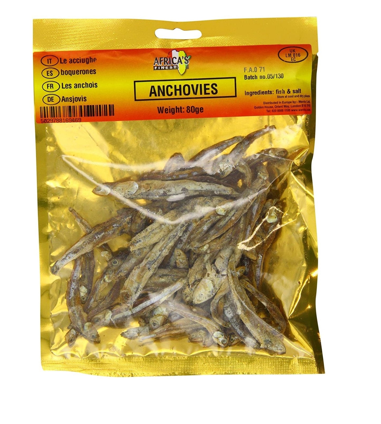 MASAfrica's Finest Dried Anchovies 80g Box of 10-Fd