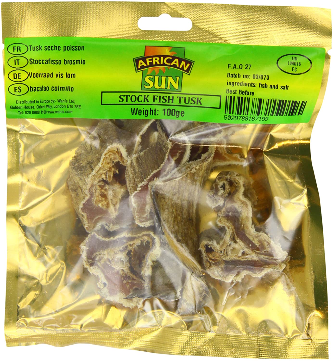 MASAfrican Sun Stockfish Tusk 100g-Fd