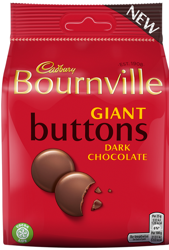 Cad Bournville Giant Buttons Dark Chocolate Bar 95g