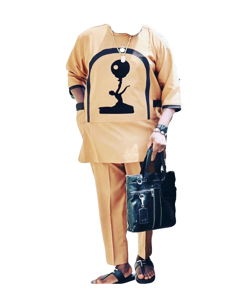 African Art Wear Men Long Sleeve Top Lavender and Black ball over one hand Graphic shirt