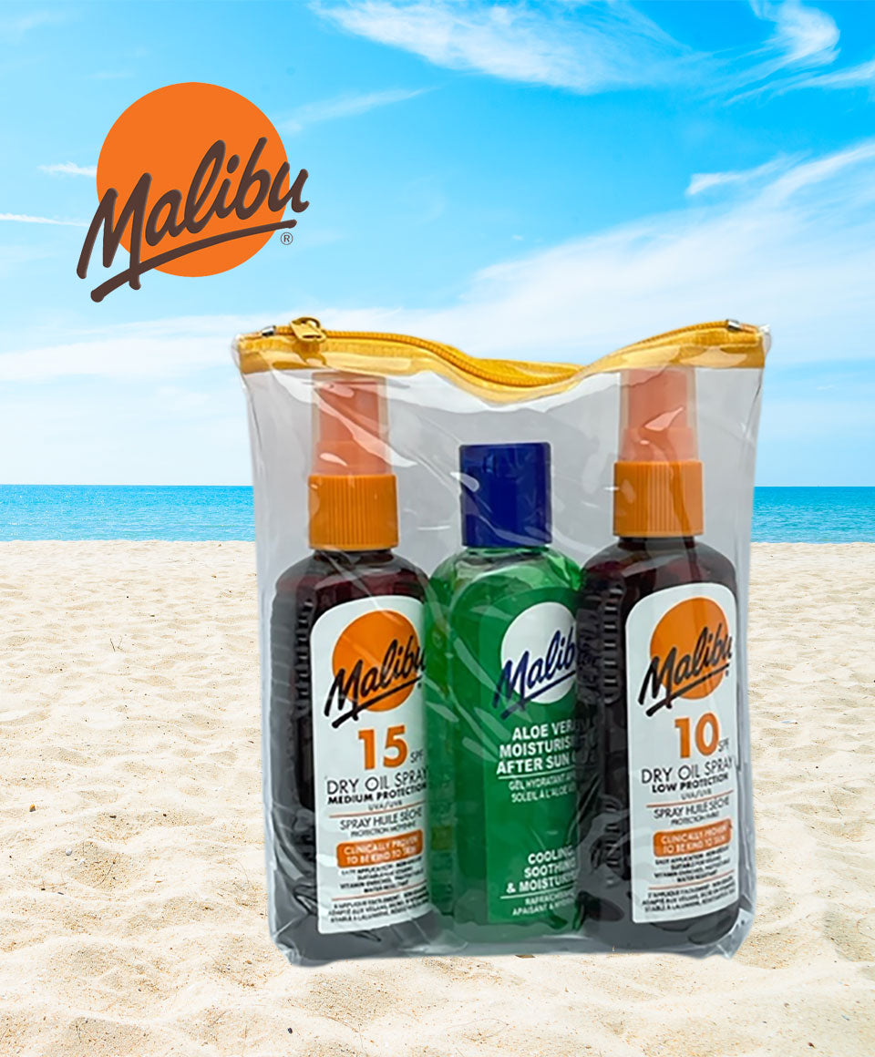 Malibu Travel Bag Dry Oil Pack With SPF15 And SPF10
