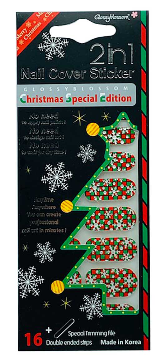 Glossy Blossom 2 In 1 Nail Cover Christmas Sticker