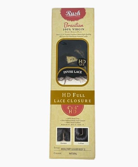 Brazilian HD Full Lace Middle Part 4 X 4 Body Closure