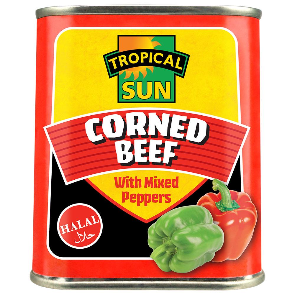 MASTropical Sun Corned Beef Mixed Peppers Halal 340g-Fd