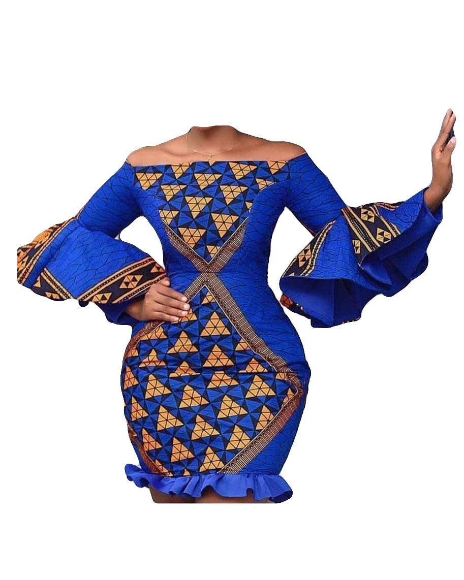 sachin and babi light blue dress Simple but stunning African print Flare gown styles inspiration suitable  for casual, church, brunch dates and other events 😍 #styleinspiration # fashion #ankara main image 1