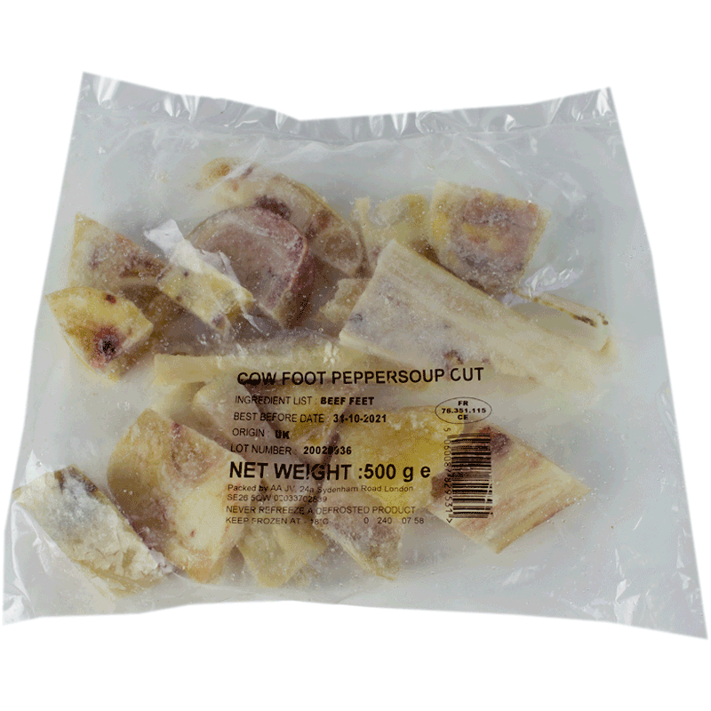 Frozen Cow Foot Peppersoup Cut 500g (Packgel)