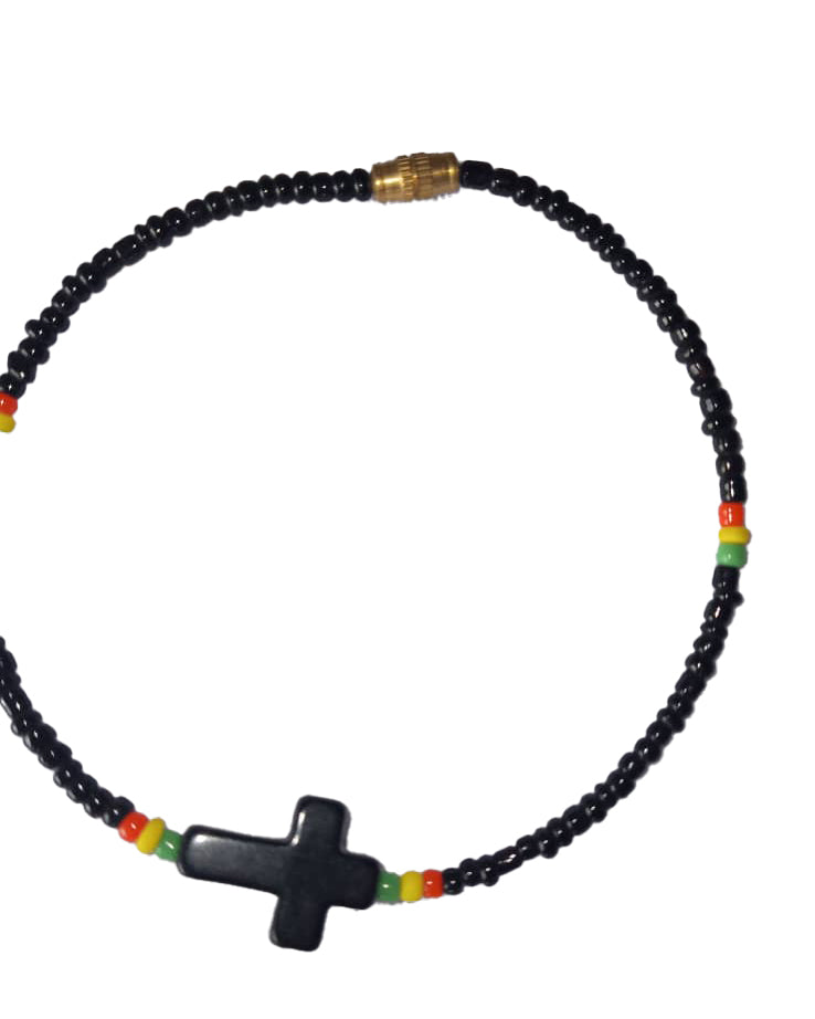 African Tribal art Wooden Handicraft beaded Black Christian Jesus Christ Cross Catholic Locket jewelry Necklace set for women