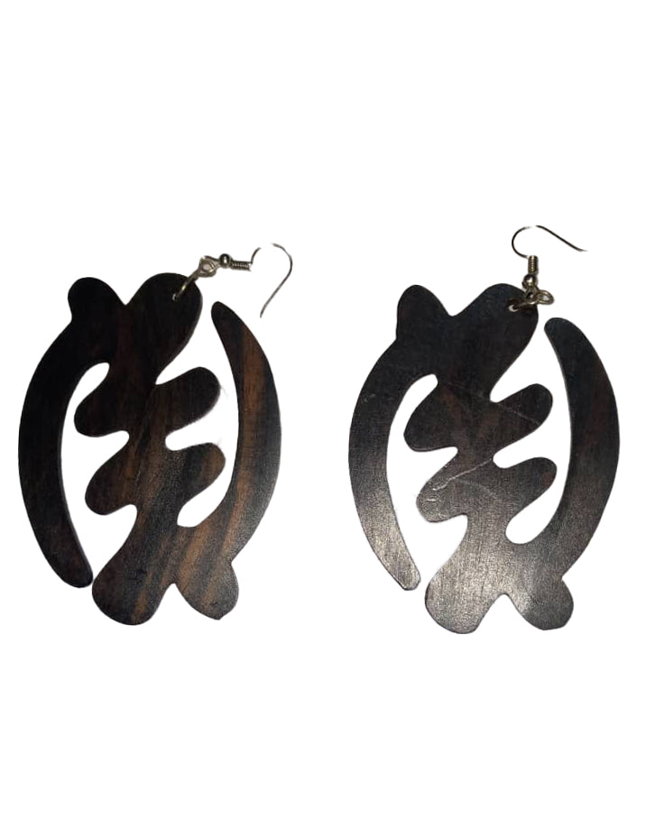 African Tribal Art wear Women Fashion Wooden Jewelry Black & Brown Earring Set