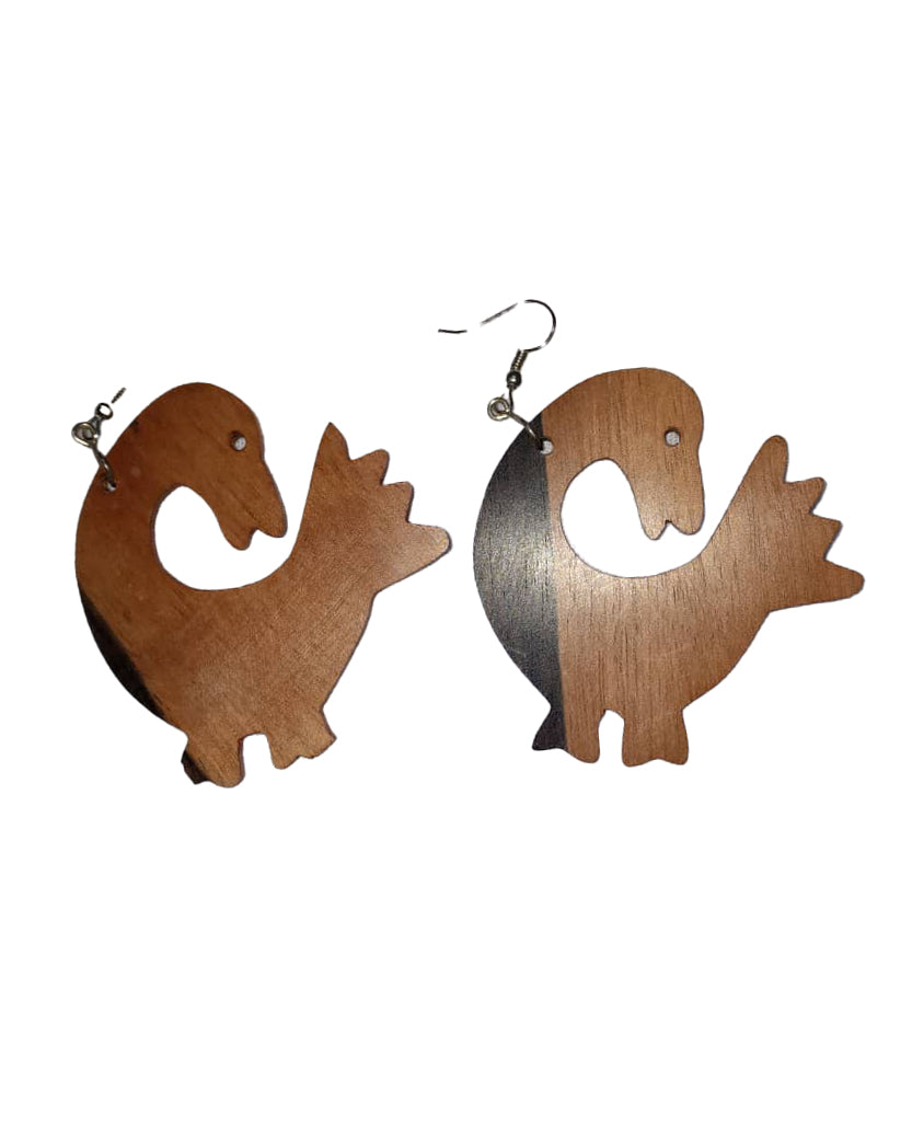 African Tribal Art wear Women Fashion Jewelry Unique Black & Pale Brown Wooden Earring Set