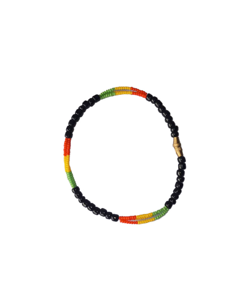 African Tribal art Handicraft Black Red Yellow Green Beads chain Necklace set for women