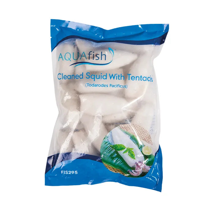 Aquafish Cleaned Squid with Tentacles (10/20) -1kg Raw Prawns Asetena Pa