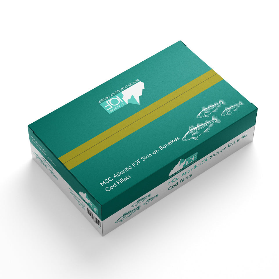 MASMSC Atlantic IQF Skin-on Boneless Cod Fillets (10-12oz) 1x12-Food