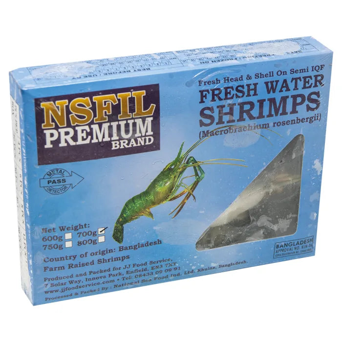 MASNSFIL Premium Semi IQF Raw HOSO Fresh Water King Prawns ( 2/4) (700g net)- 1Kg-Food