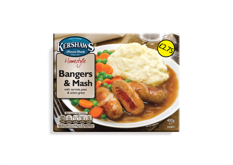 Kershaws Bangers & Mash UNIT 6x400g . Packed 2 units to a case.Unit Weight: 2.52 Kilos.