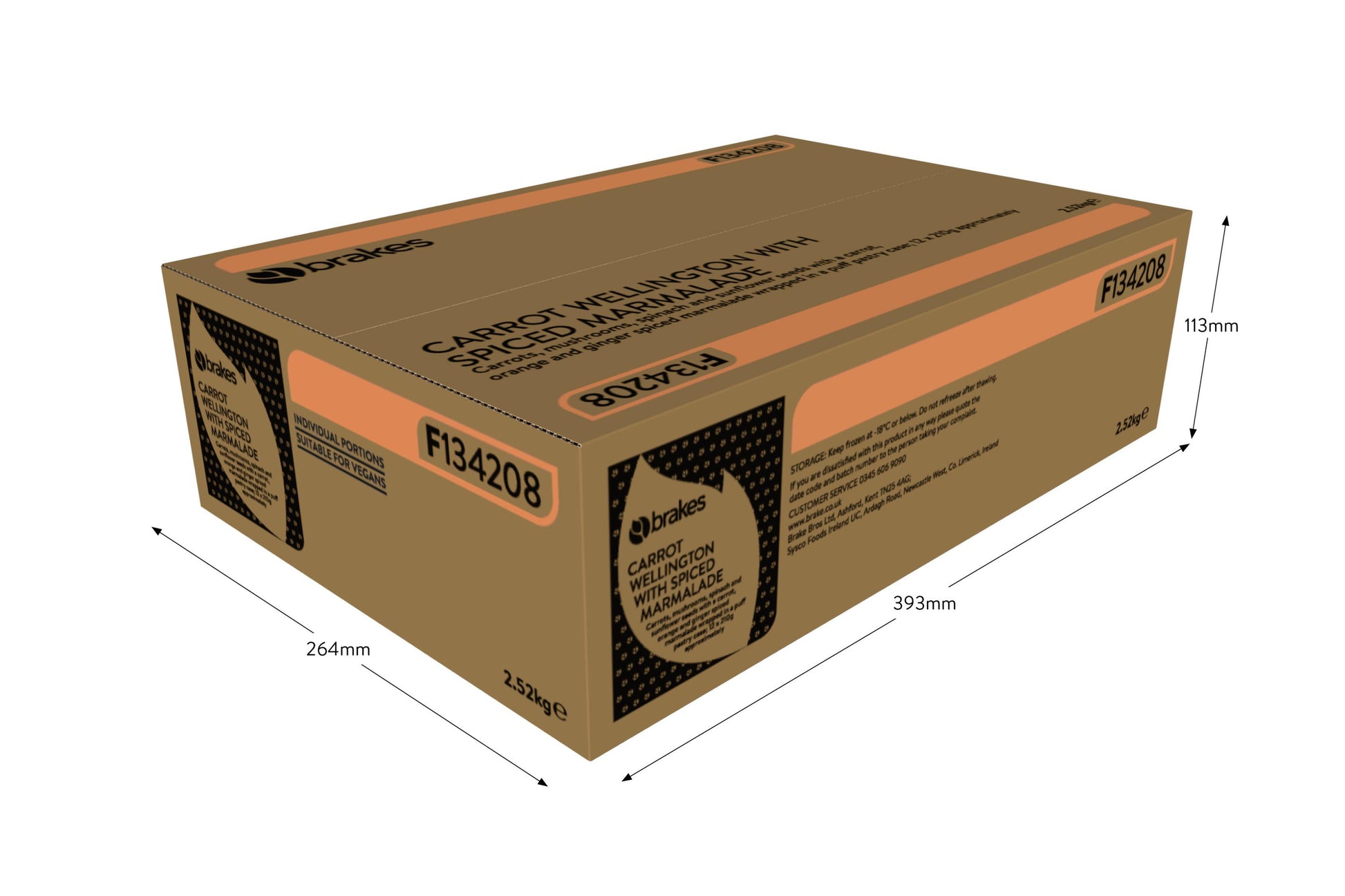 Brakes Carrot Wellington with Spiced Marmalade 12 x 210g Ready Meals Asetena Pa 