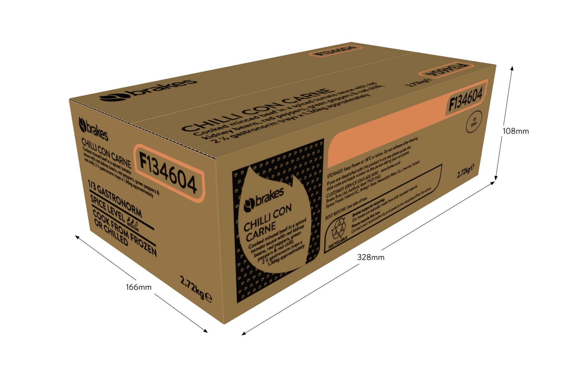 Brakes Chilli Con Carne 2x1.36kg Ready Meals Asetena Pa 