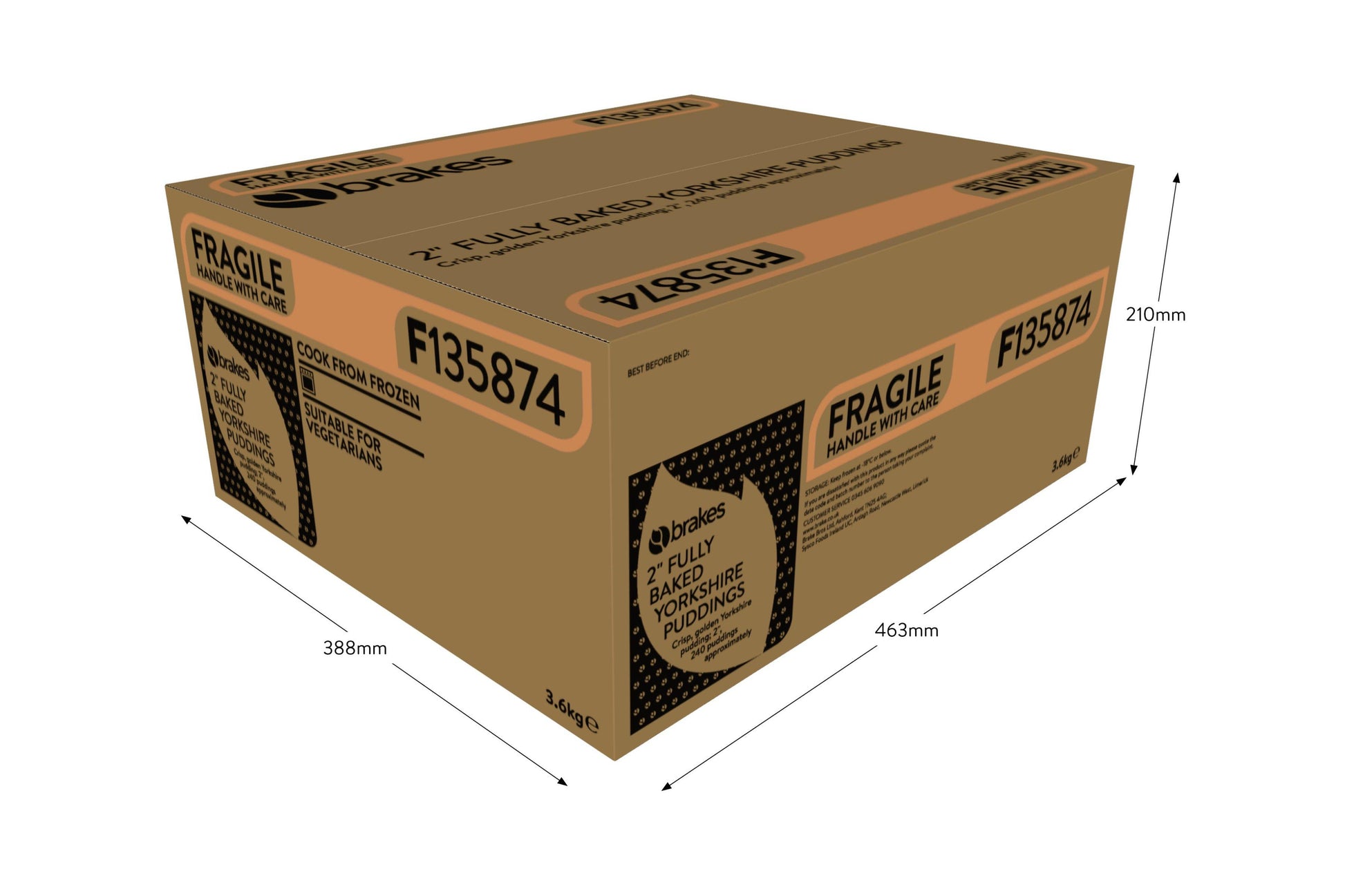 Brakes 2" Fully Baked Yorkshire Puddings 1 x 240 Ready Meals Asetena Pa 