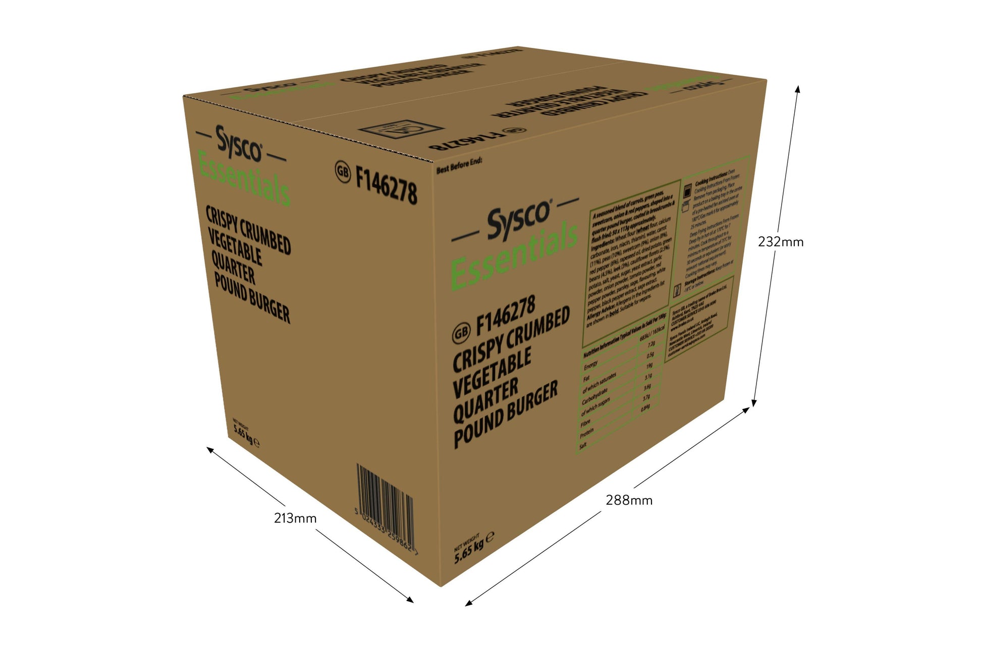 Sysco Essentials Crispy Crumbed Vegetable Quarter Pound Burger 50x113g Ready Meals Asetena Pa 