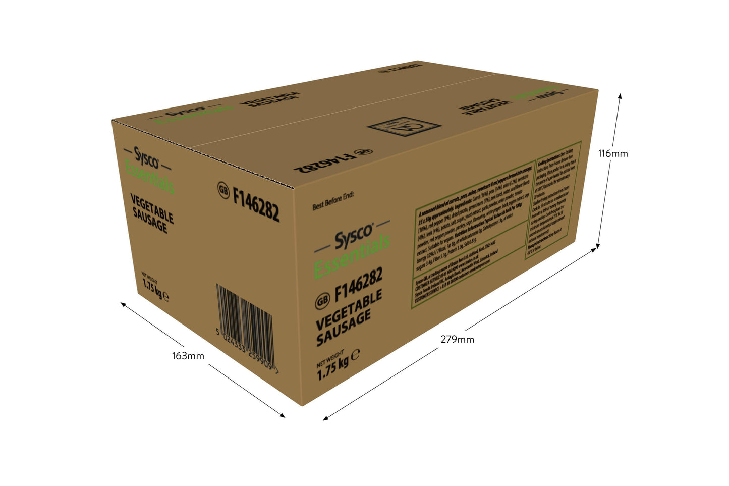 Sysco Essentials Vegetable Sausage 35 x 50g Ready Meals Asetena Pa 