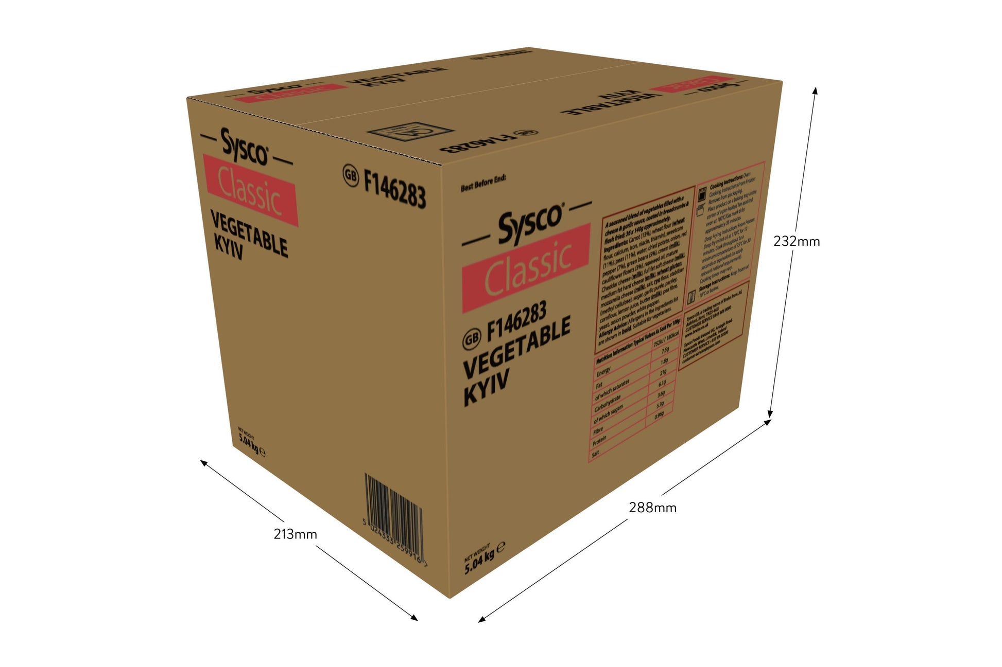 Sysco Classic Vegetable Kyiv 36 x 140g Ready Meals Asetena Pa 